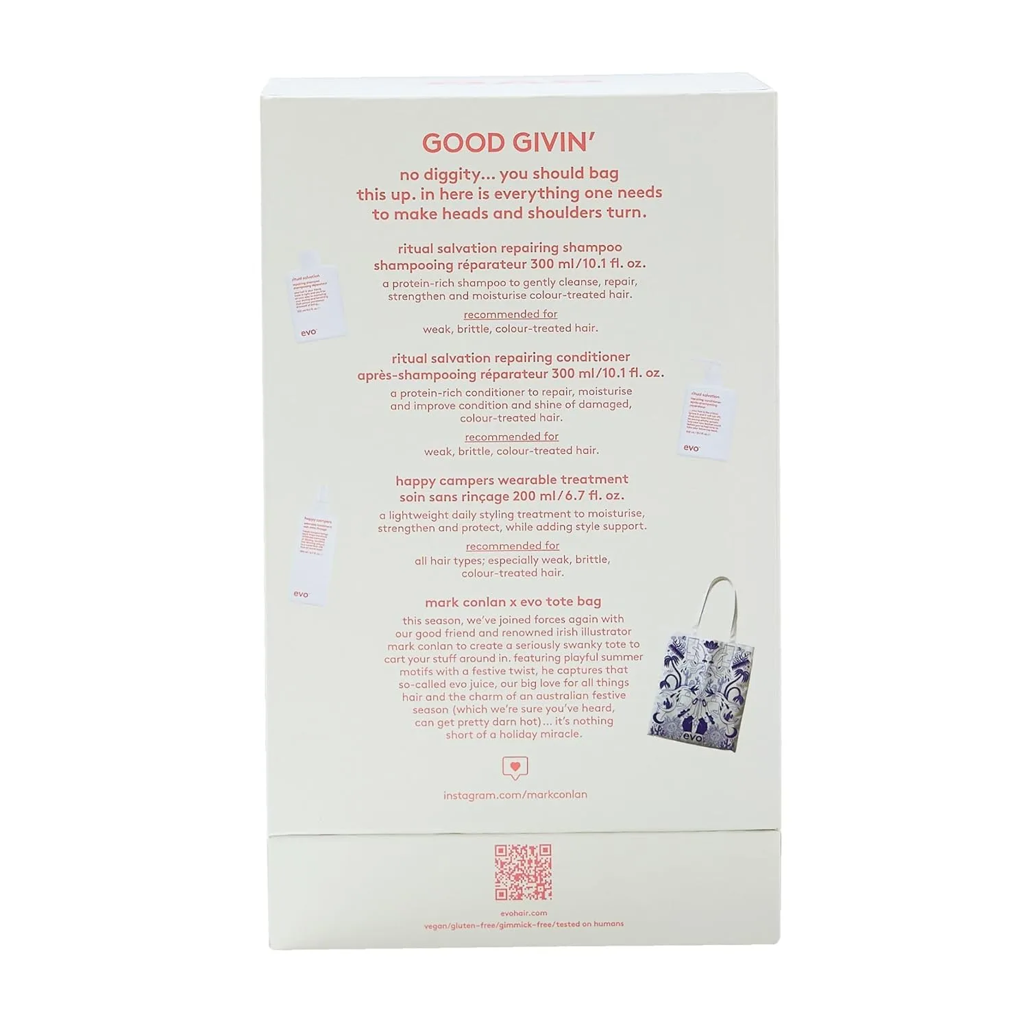 Набор для укрепления волос Evo Good Givin' Hair Strengthening Kit, подарочный комплект - бессульфатный шампунь, кондиционер и восстанавливающее средство для поврежденных и окрашенных волос. — фото 3