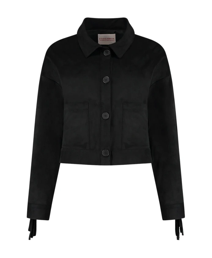 

Черная замшевая куртка с бахромой, в стиле Ilva. Studio Amaya, черный