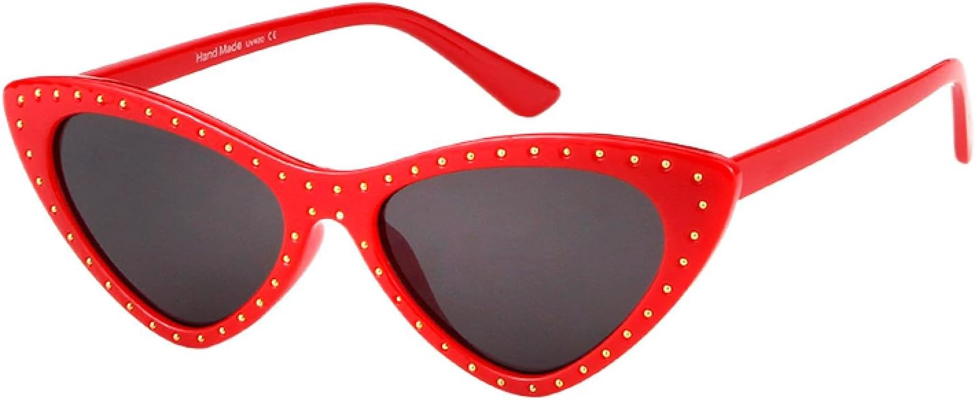 

Солнцезащитные очки с защитой от УФ-излучения UV400 | Красная оправа «кошачий глаз» с заклепками | Для женщин и мужчин, для занятий спортом на открытом воздухе и вождения DSVIGF, C2