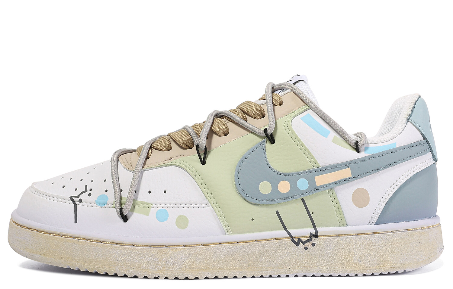 

Кроссовки Nike Court Vision 1 Skateboarding Shoes Men Low-top White/green/gray-blue, слоновая кость, Бежевый, Кроссовки Nike Court Vision 1 Skateboarding Shoes Men Low-top White/green/gray-blue, слоновая кость