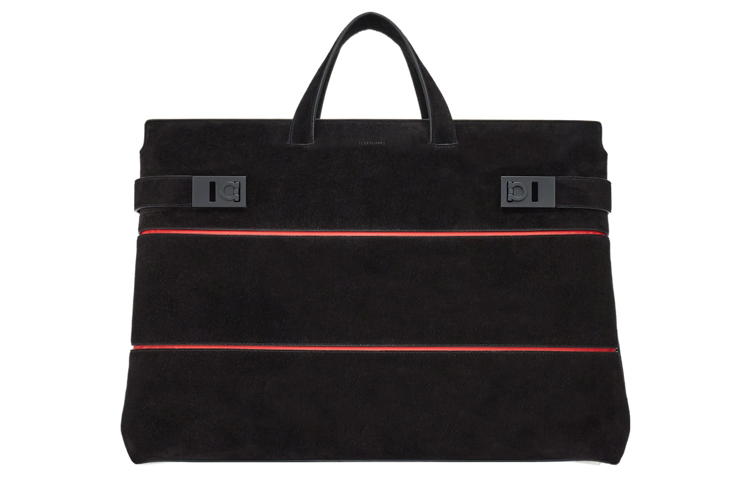 

Ferragamo Сумка-шоппер из телячьей кожи, шоппинг-сумка, ручная кладь Regular мужская Black/Flame Red