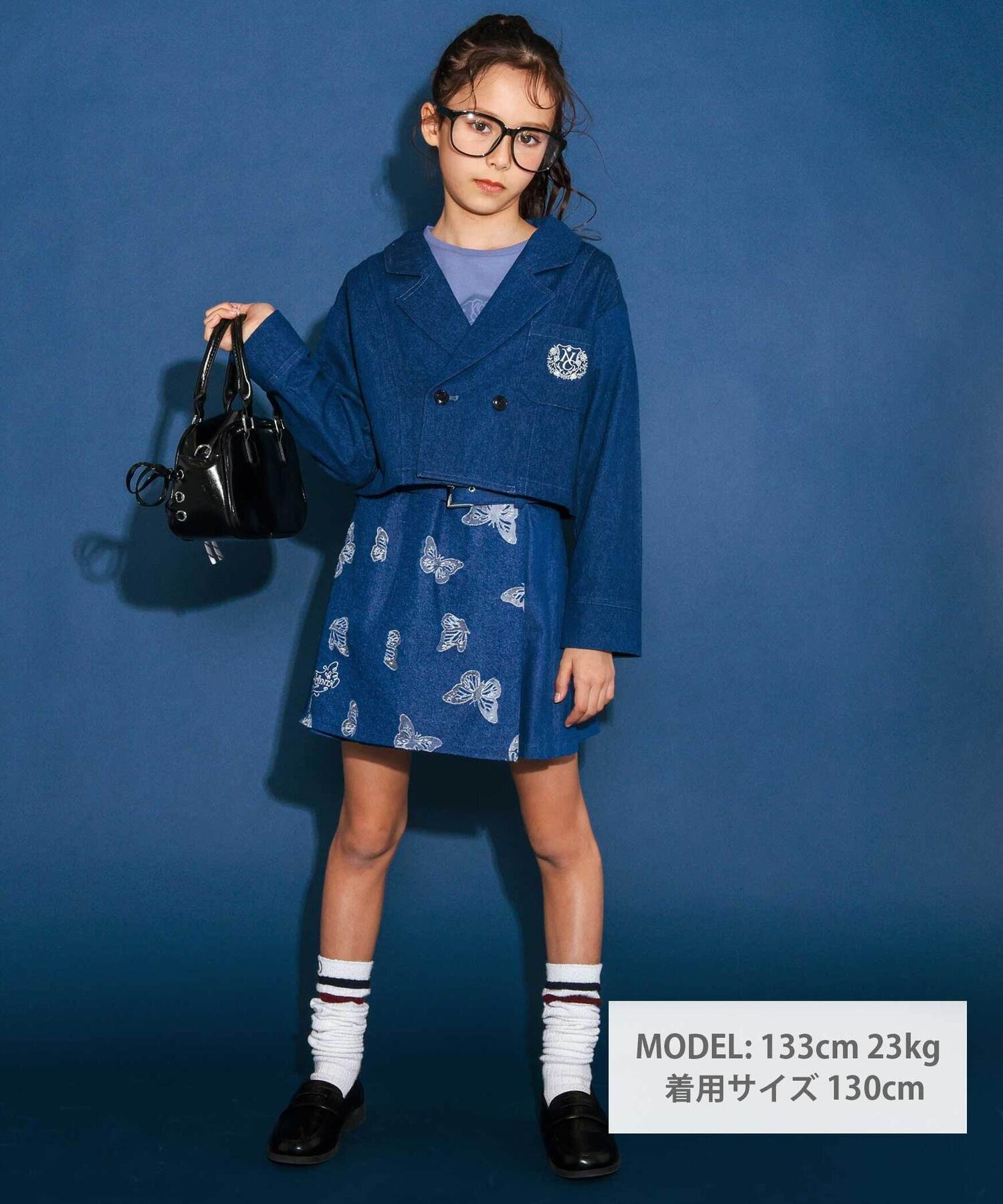 Короткая куртка из саржевой ткани TR в клетку (110–150 см) Nexchic, Navy — фото 2