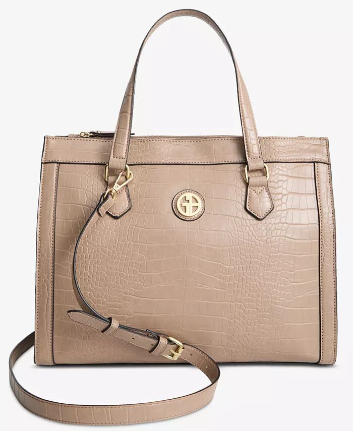 

Сумка-тоут Croc Medium Book Tote Giani Bernini, коричневый/бежевый