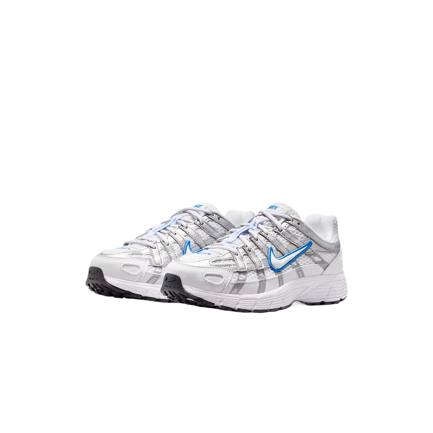 Детские кроссовки для бега P 6000 Textile, Synthetic Leather Breathable Support Low top Nike, White/Crystal Blue/Metallic Silver/White — фото 3