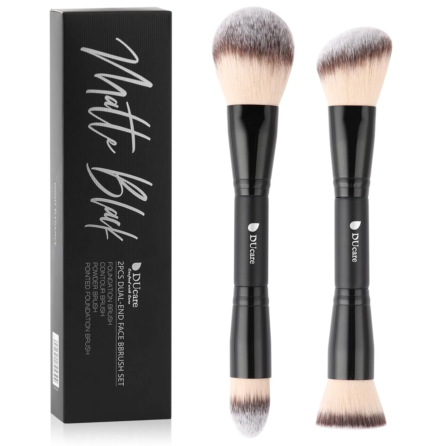 Двусторонняя кисть для макияжа DUcare Foundation Brush, черная Ducare