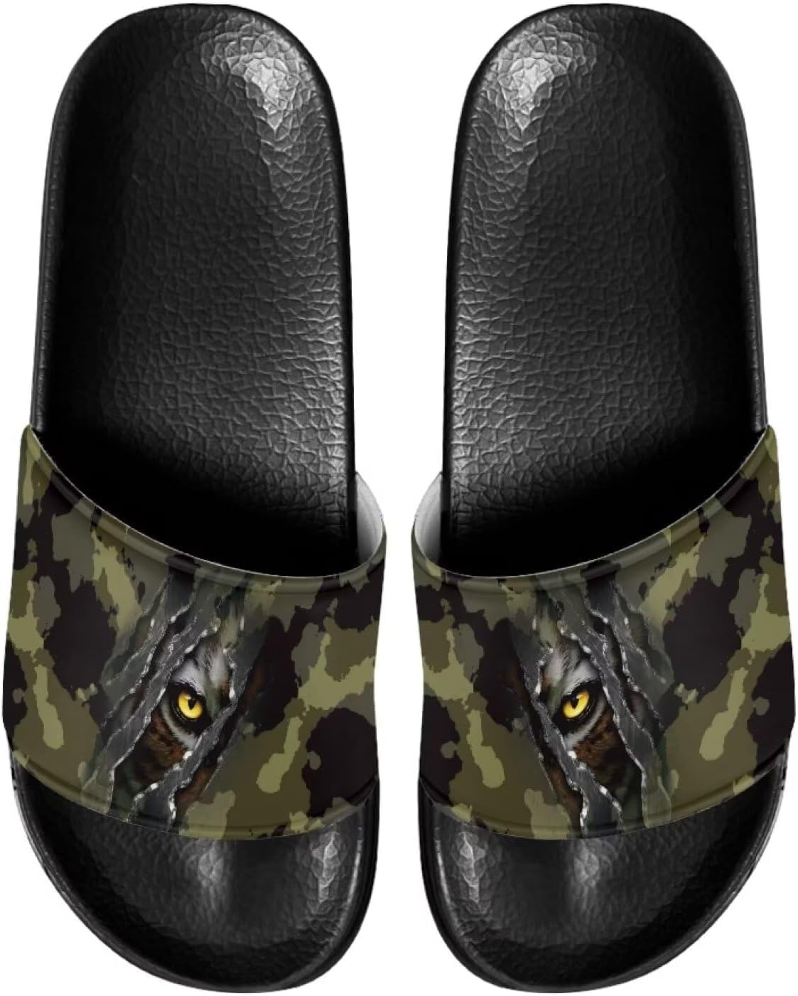 

Мужские шлепанцы сандалии Стильные летние тапочки Повседневные пляжные шлепанцы Нескользящие тапочки для ванной Pugasmiru, Camouflage Animal Eye Pattern