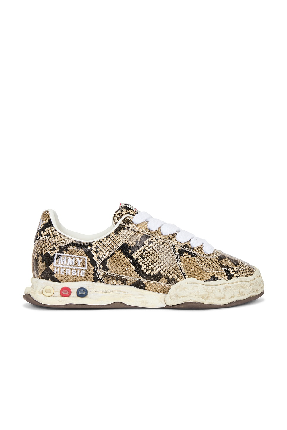 

Herbie Original Sole Printed Python Leather Low-Top Кроссовки Maison Mihara Yasuhiro, Natural
