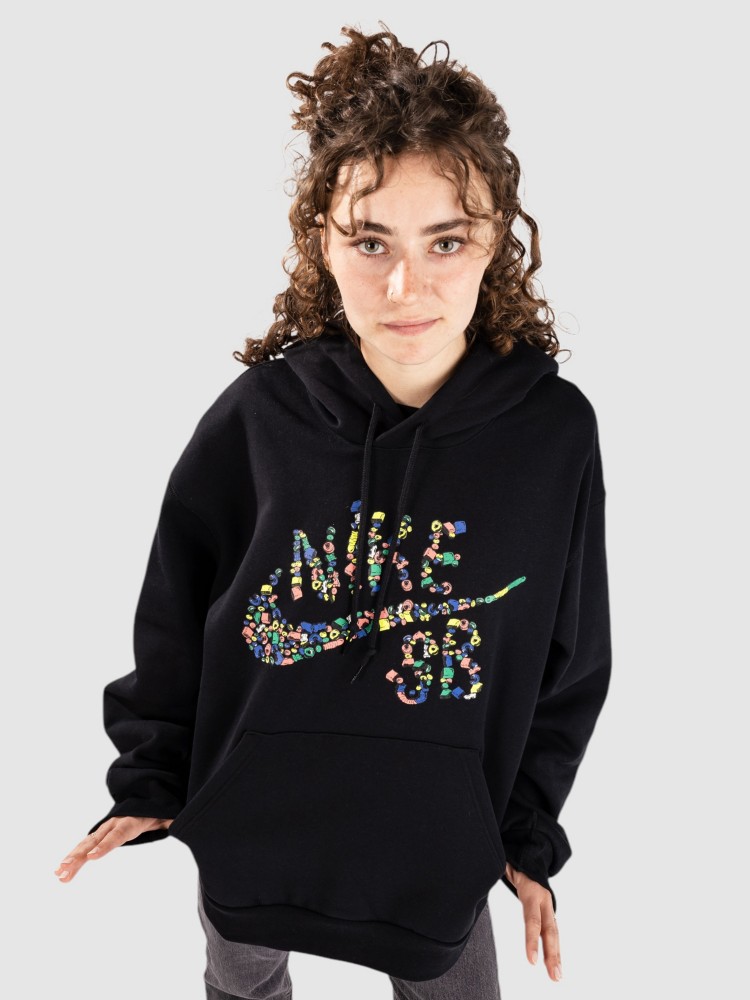 Худи Nike SB Fleece Pull-Over Skate Hoodie, black/white — фото 4