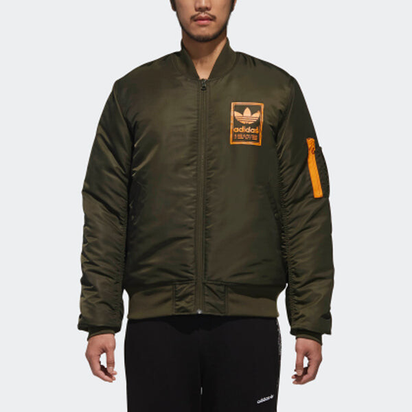 Куртка adidas Neo GRAPHICS BOMBER Army Green Mens Running Jas Sport Kleding Wind-proof Hoodies Comfortable, зеленый — фото 3