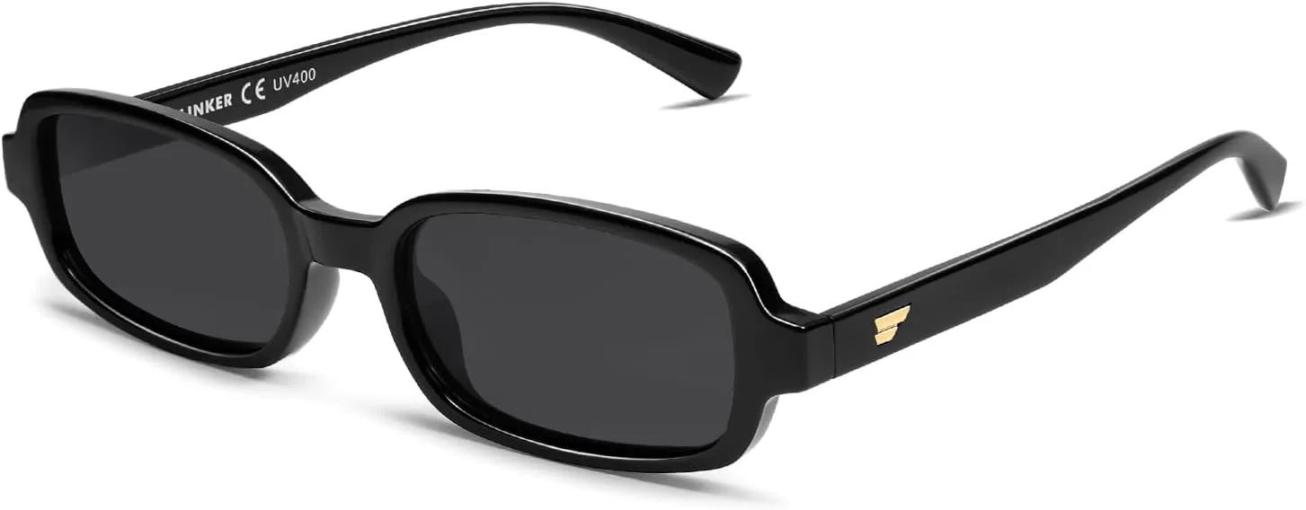 

Солнцезащитные очки VANLINKER Retro Rectangle Polarized для женщин и мужчин, маленький размер, винтажный стиль 90-х, узкая прямоугольная оправа VL9813, C1-black/Grey