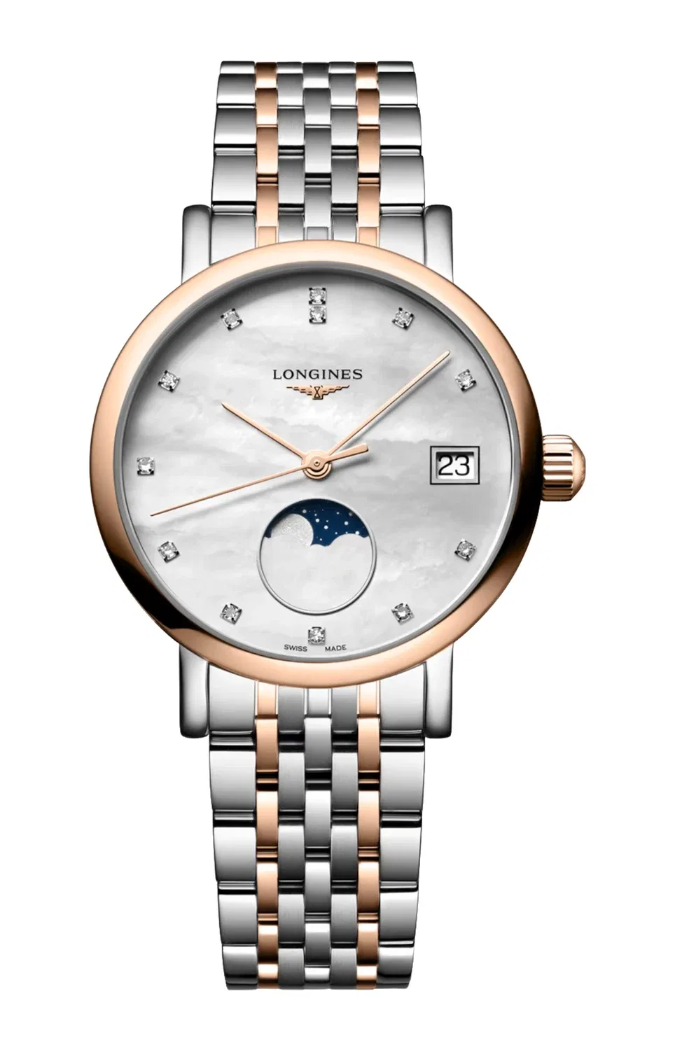 Коллекция LONGINES Elegant с индикацией фаз Луны - L4.330.5.87.7, серебряный