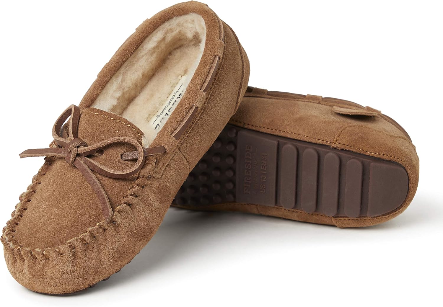Мокасины Fireside от Dearfoams для детей и взрослых Parker из натуральной овчины для дома и улицы Fireside By Dearfoams, Chestnut — фото 4