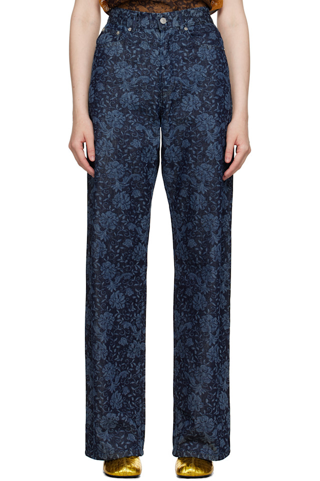 

Джинсы из печатного денима Dries Van Noten, индиго