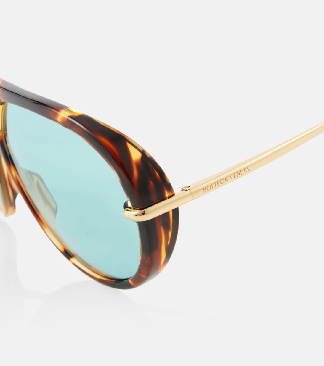 Капли авиаторские солнцезащитные очки Bottega Veneta, Havana-Gold-Green — фото 2