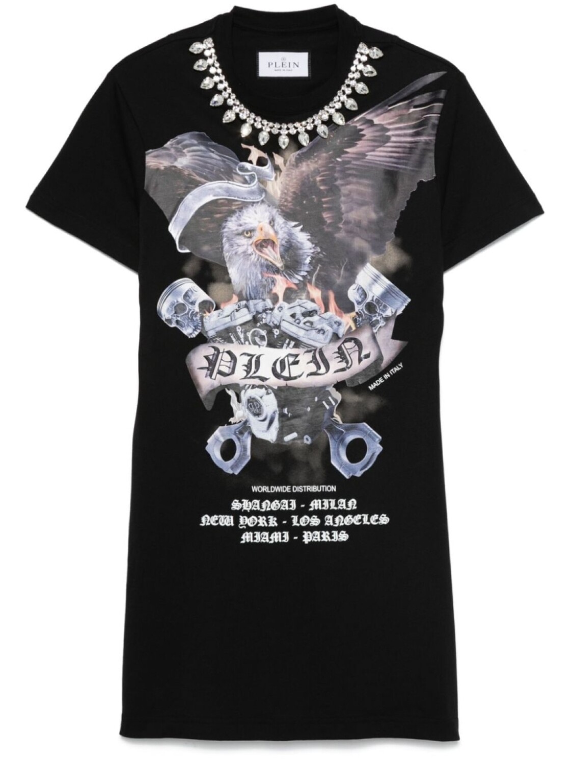 

Philipp Plein платье мини с графичным принтом, черный