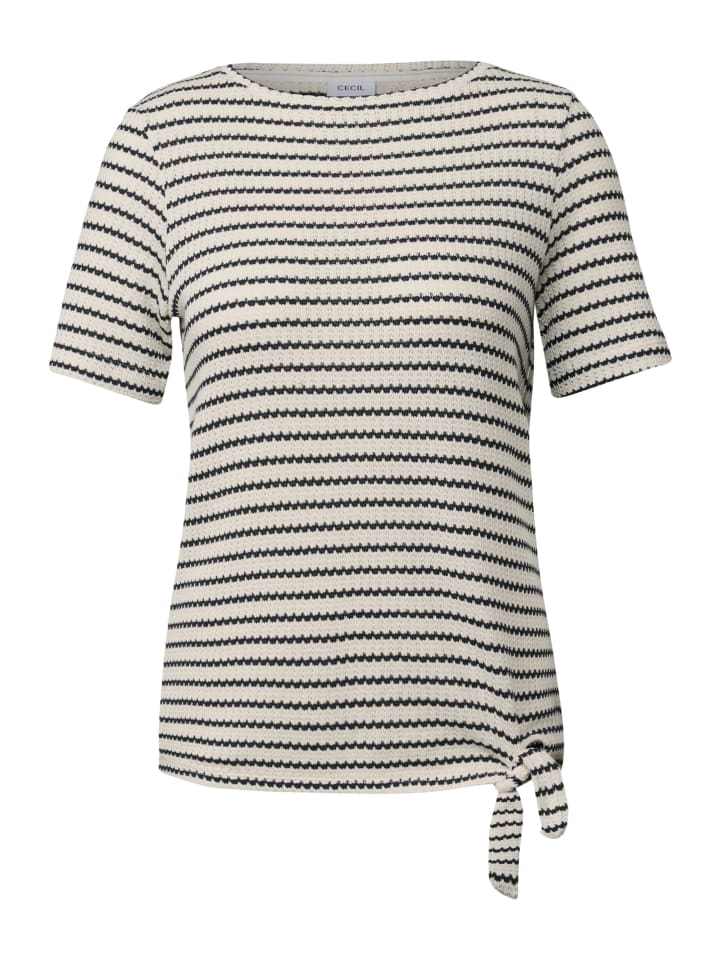 

Футболка Полосатая ажурная бежевая Cecil