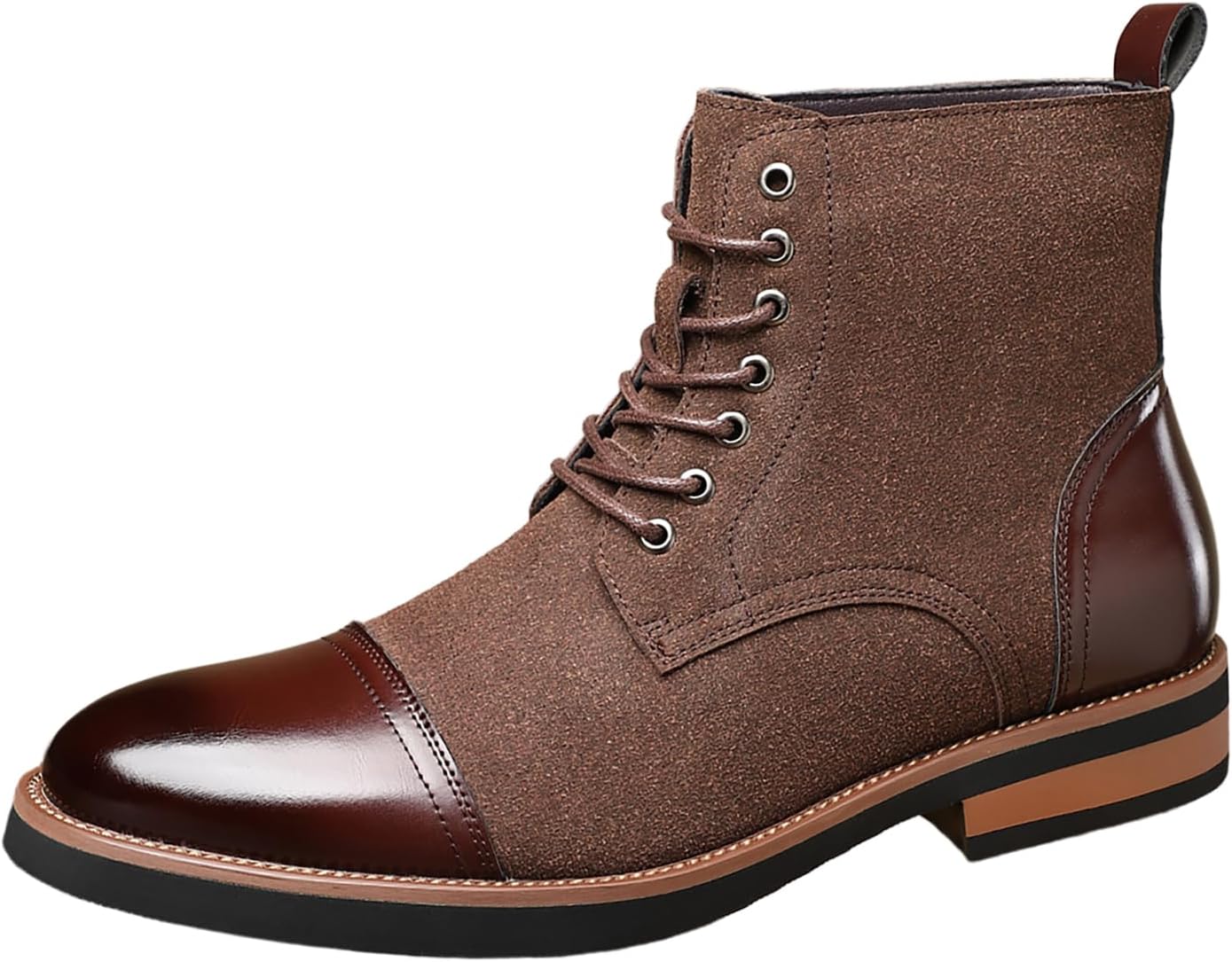 

Мужские повседневные замшевые и кожаные ботинки-челси с шнуровкой NXNBHSL, стильные ботинки с заостренным носком, платформой и высоким берцем для работы, бизнеса, вождения и езды на велосипеде, коричневый