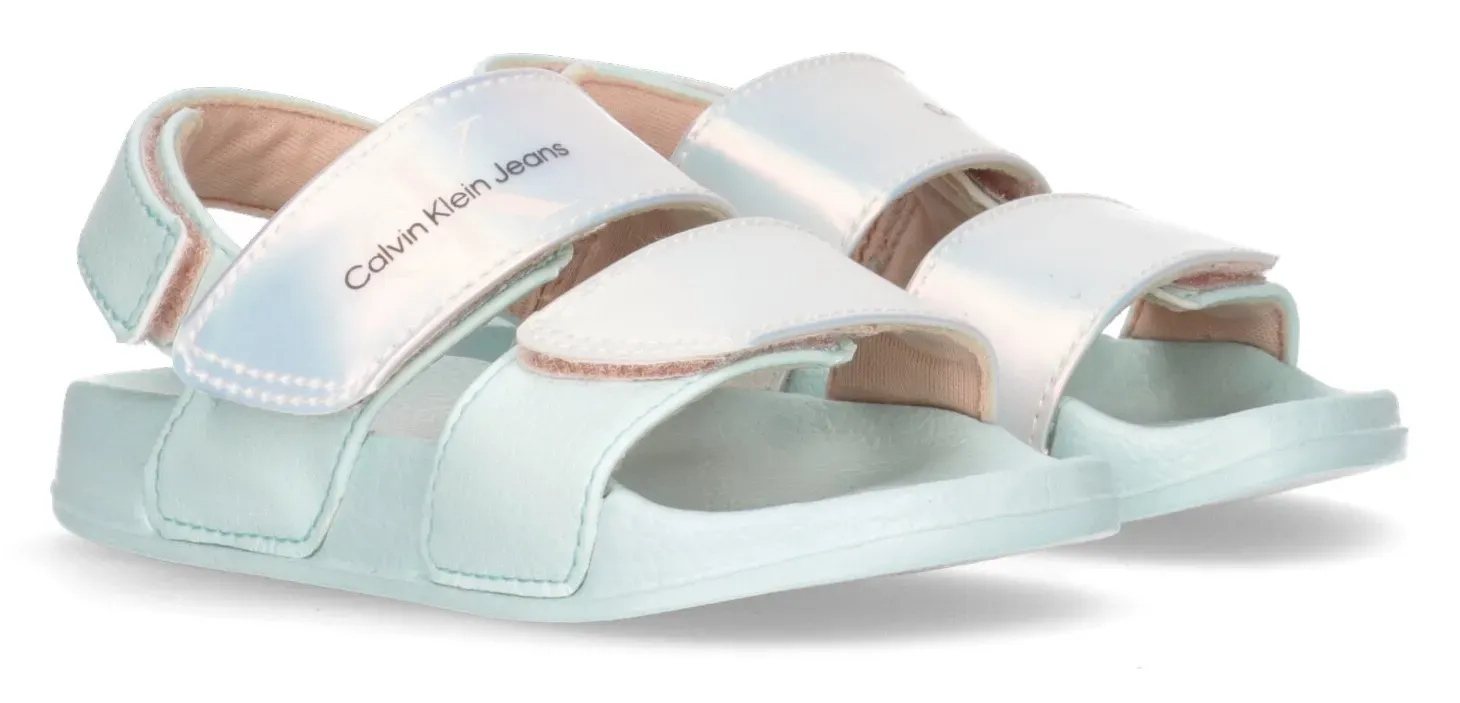 

Сандалии Calvin Klein Jeans "VELCRO SANDAL", летняя обувь, туфли на липучке, сандалии, с эффектом мерцания, голубой