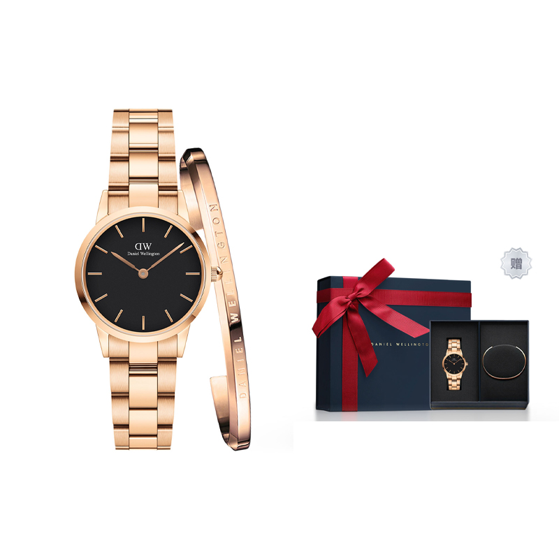 

DW/DanielWellington Часы Daniel Wellington DW Small, кварцевый механизм, стальной браслет, черный циферблат, 28 мм, женские