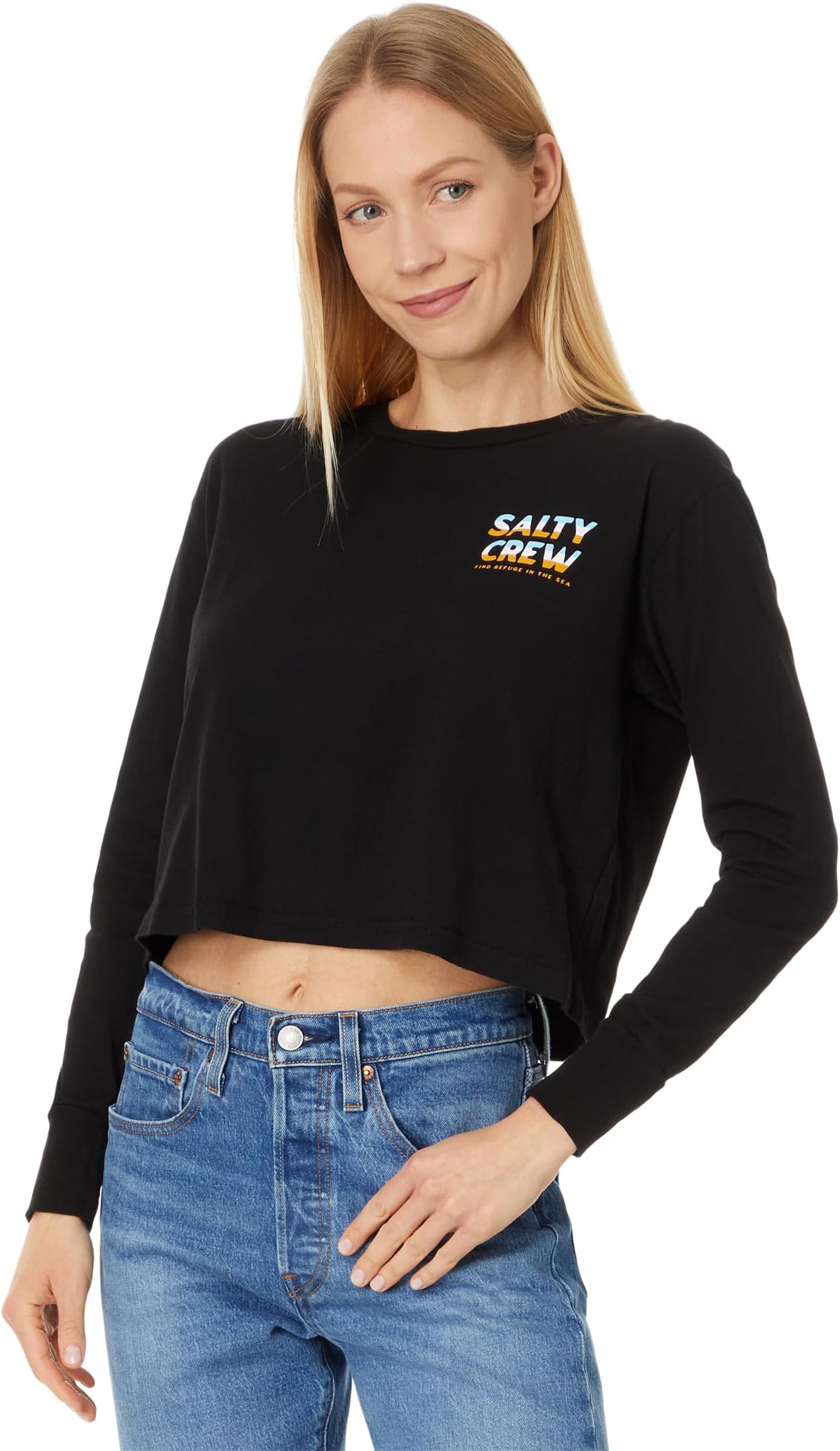 

Лонгслив Salty Crew Boardwalk Long Sleeve Crop, черный