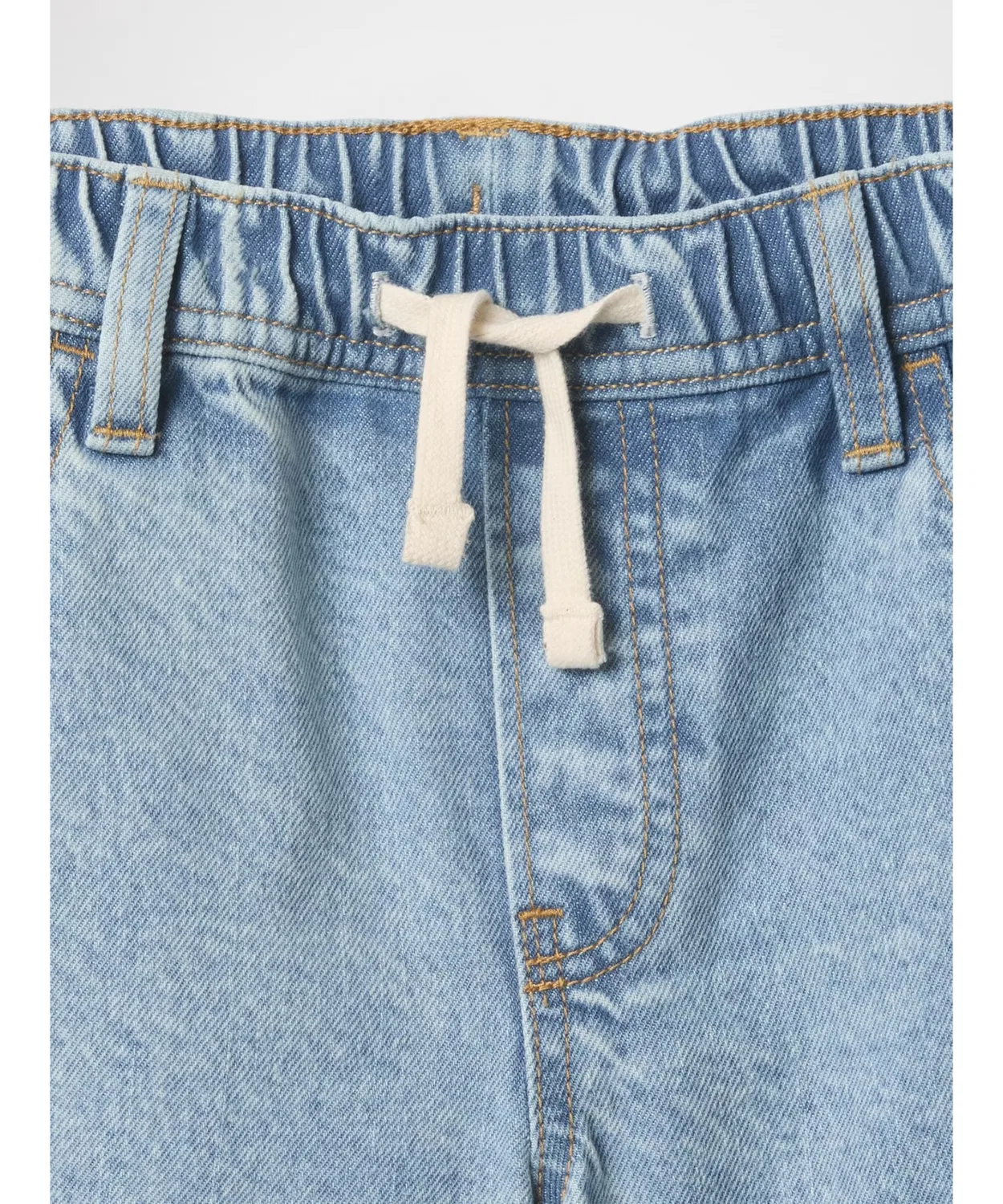Шорты джинсовые свободные Gap Kids на завязках, светлый индиго — фото 4