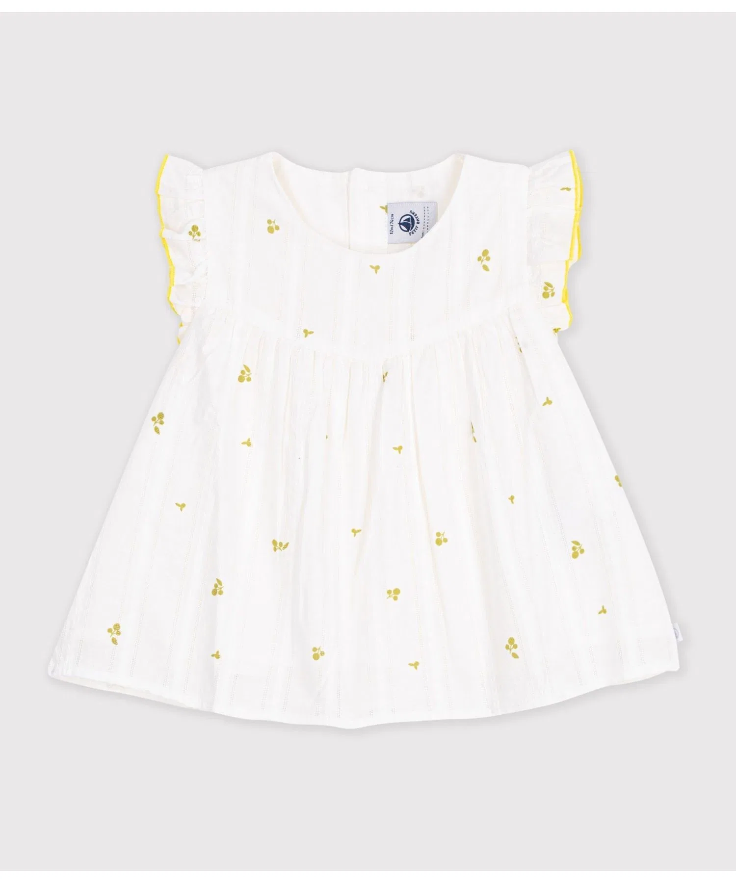 Детская футболка с цветочным принтом PETIT BATEAU бело-зелёная