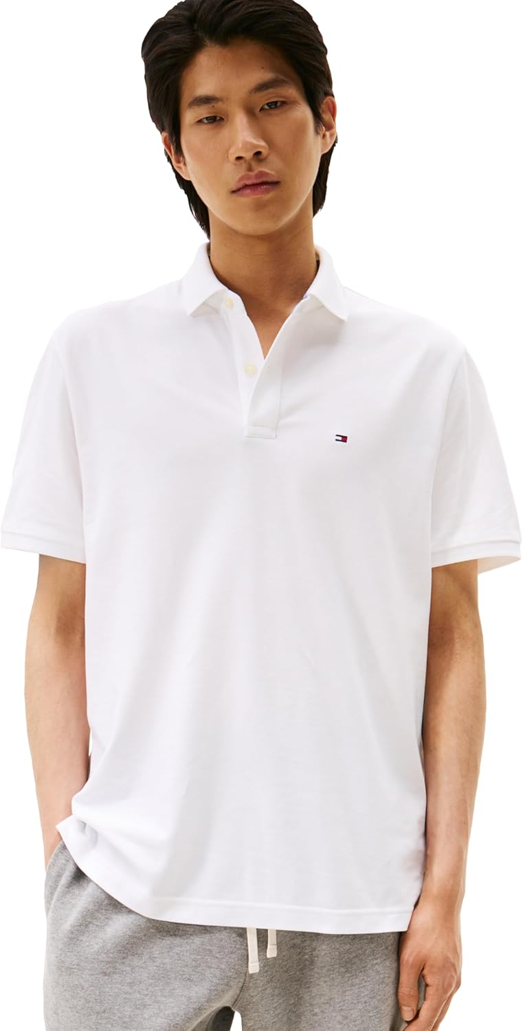 

Мужская рубашка-поло Tommy Hilfiger с короткими рукавами из хлопка пике классического кроя, Classic White, Белый, Мужская рубашка-поло Tommy Hilfiger с короткими рукавами из хлопка пике классического кроя, Classic White