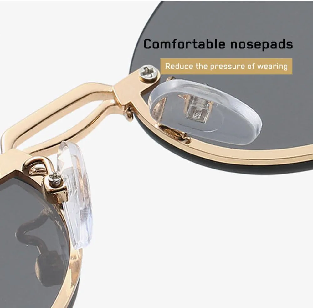 

Модные коричневые круглые овальные солнцезащитные очки без оправы для женщин, ретро-очки, мужские солнцезащитные очки с защитой от УФ-излучения UV400 TKKTLLT, C5