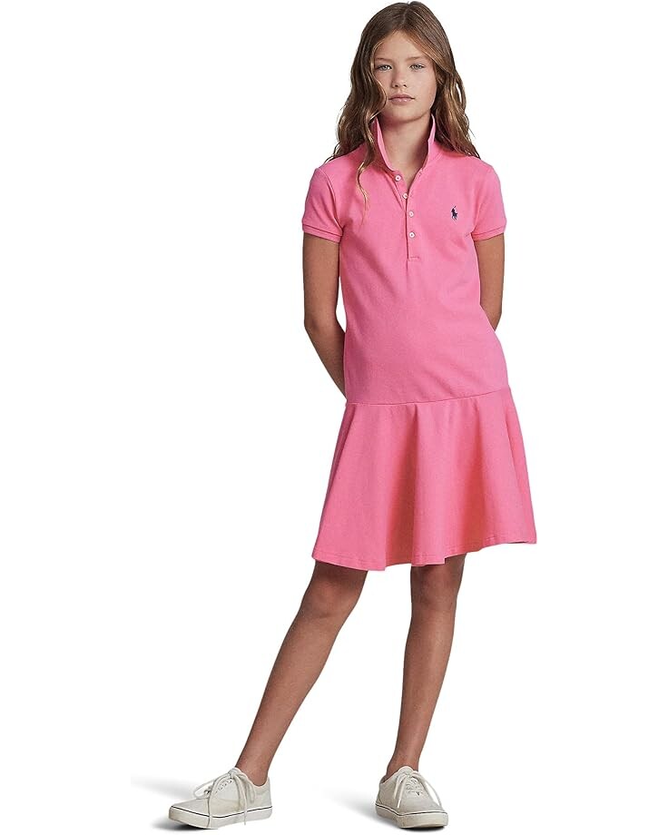 Платье Polo Ralph Lauren Kids Short-Sleeve Polo Dress, цвет Baja Pink — фото 3