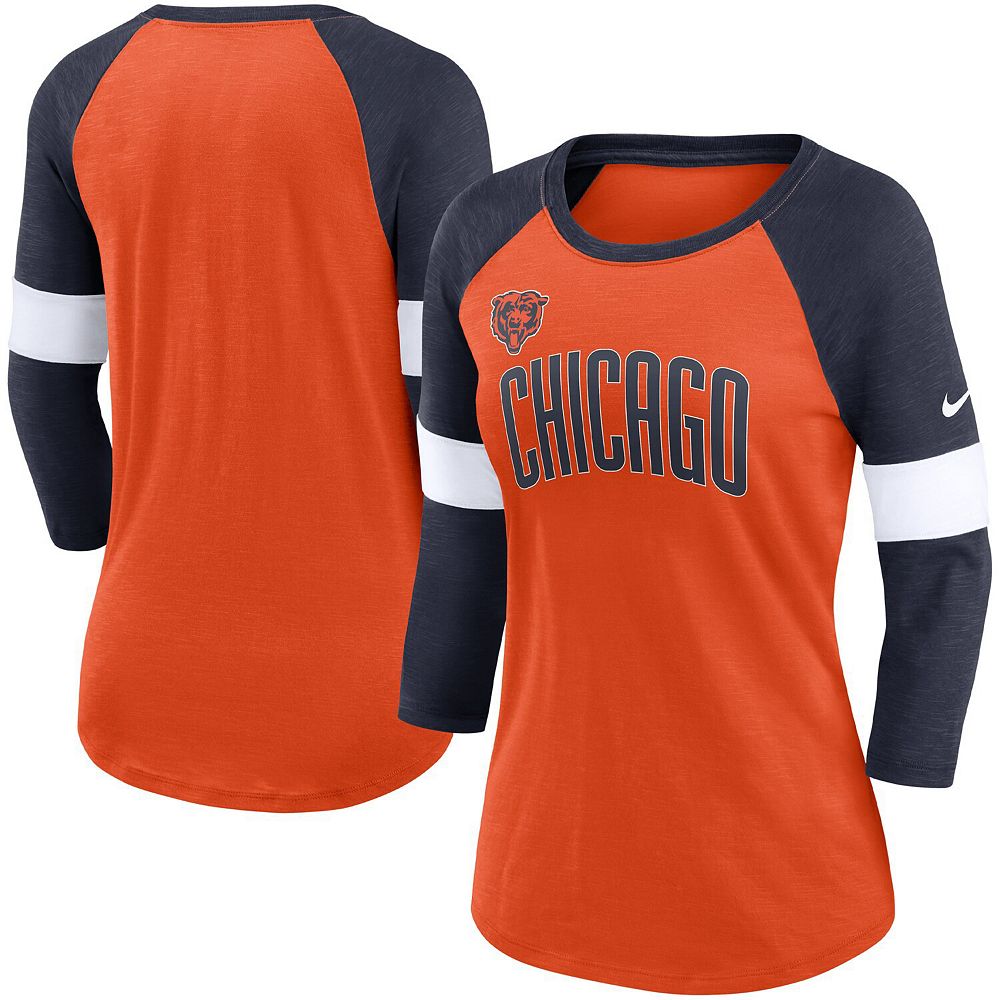 

Женская футболка Nike Chicago Bears Heather Orange/Heather Navy Football Pride реглан с рукавами 3/4, цвет Brs Orange