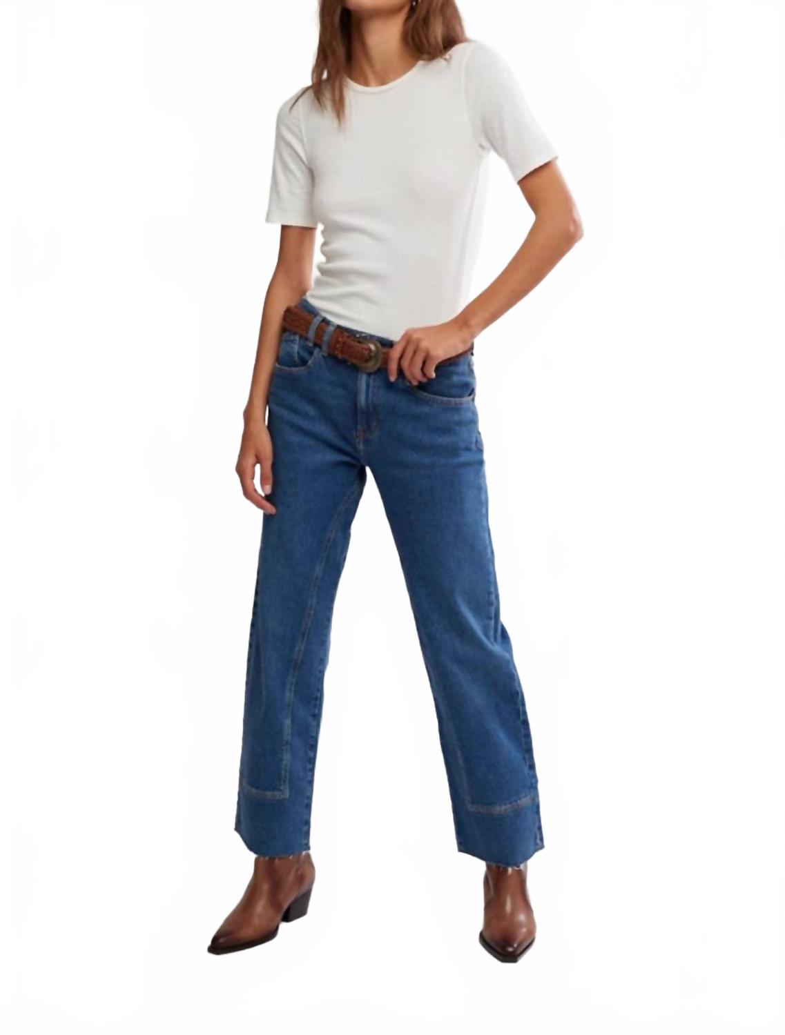 

Free People Джинсы Risk Taker со средней посадкой и прямыми штанинами, синие