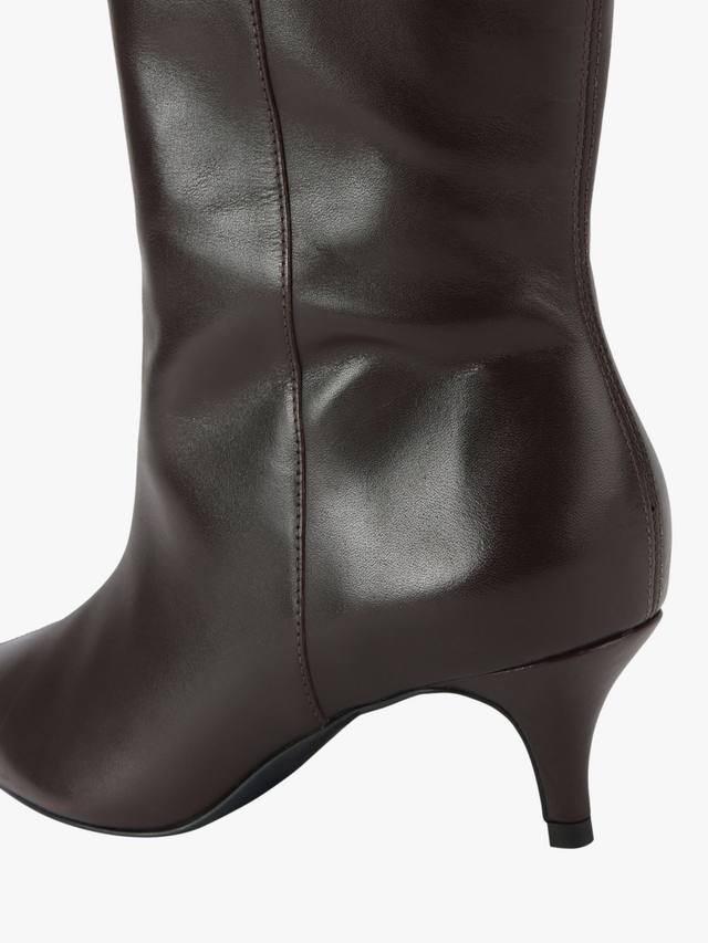 Венецианские кожаные ботинки до колена на каблуке kitten heel Carvela, Dark Brown — фото 4