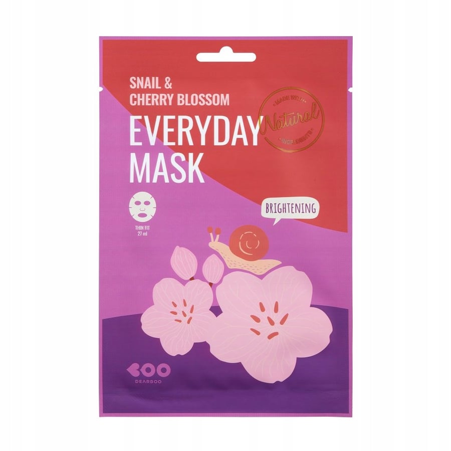 

DEARBOO Осветляющая тканевая маска с улитковой слизью и цветками вишни, 27 м