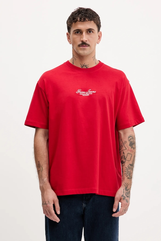 

Хлопковая футболка Guess Jeans, красный
