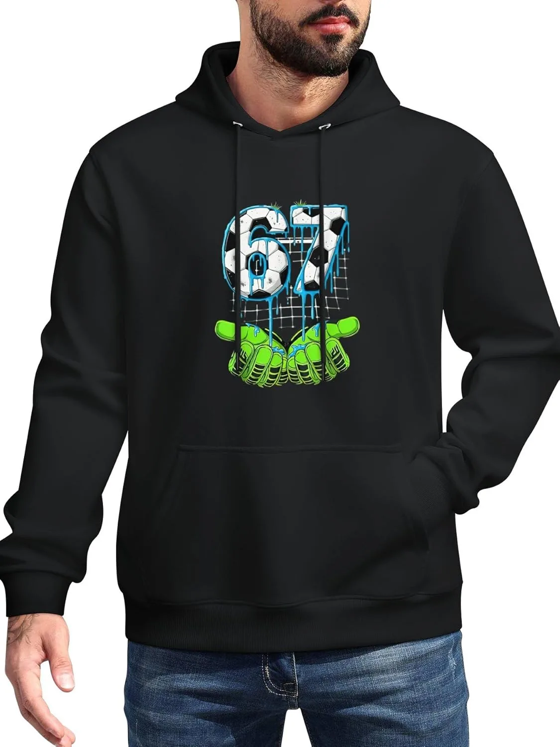 Толстовка с капюшоном Men Fun Soccer 67 Six Seven, классическая, с карманом