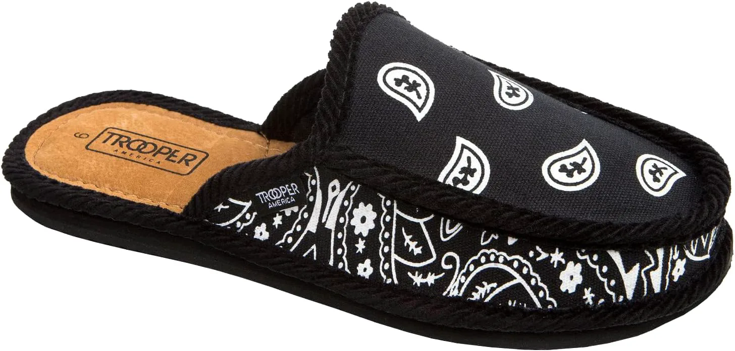 

Тапочки Trooper America KS-011 с открытой пяткой и банданой в стиле пейсли, черный