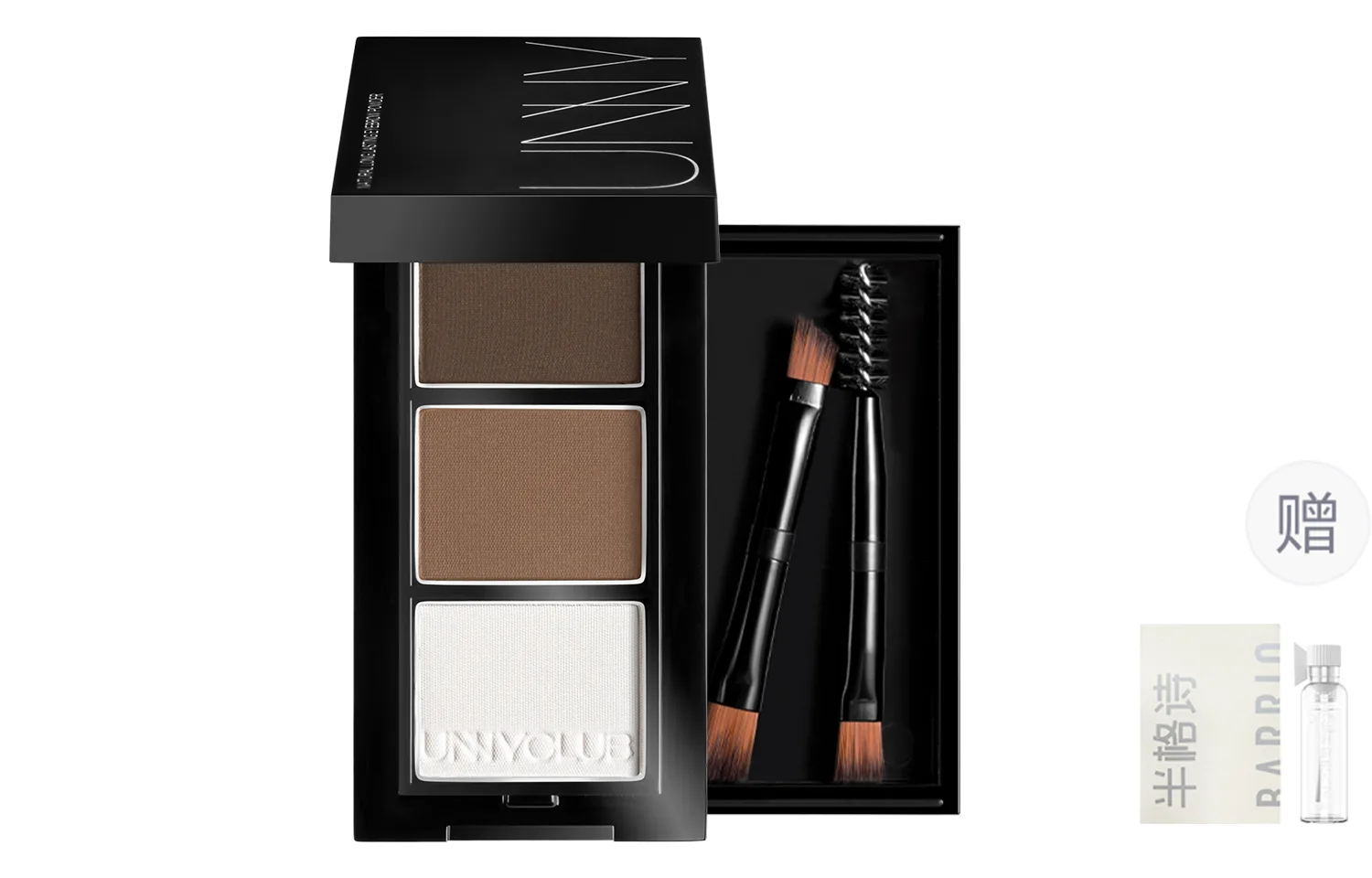 UNNY CLUB Палетка для бровей UNNY Soft Contouring Tricolor, 0,9 г*3, #Smoke Gray Brown, Free Perfume Sample Included