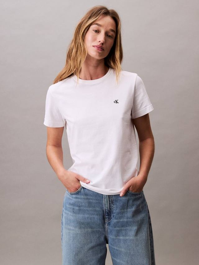 Футболка с монограммой и круглым вырезом Calvin Klein, Bright White — фото 2