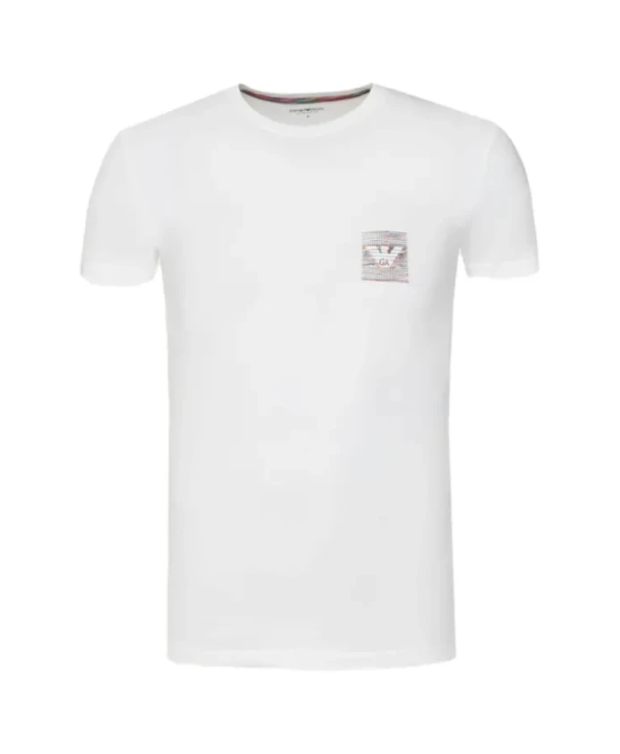 

Стильная повседневная футболка с круглым вырезом и логотипом Emporio Armani, белый