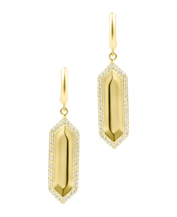 

Серьги-Хагге с удлиненными шестигранниками из золота с кубическим цирконием Adornia, gold