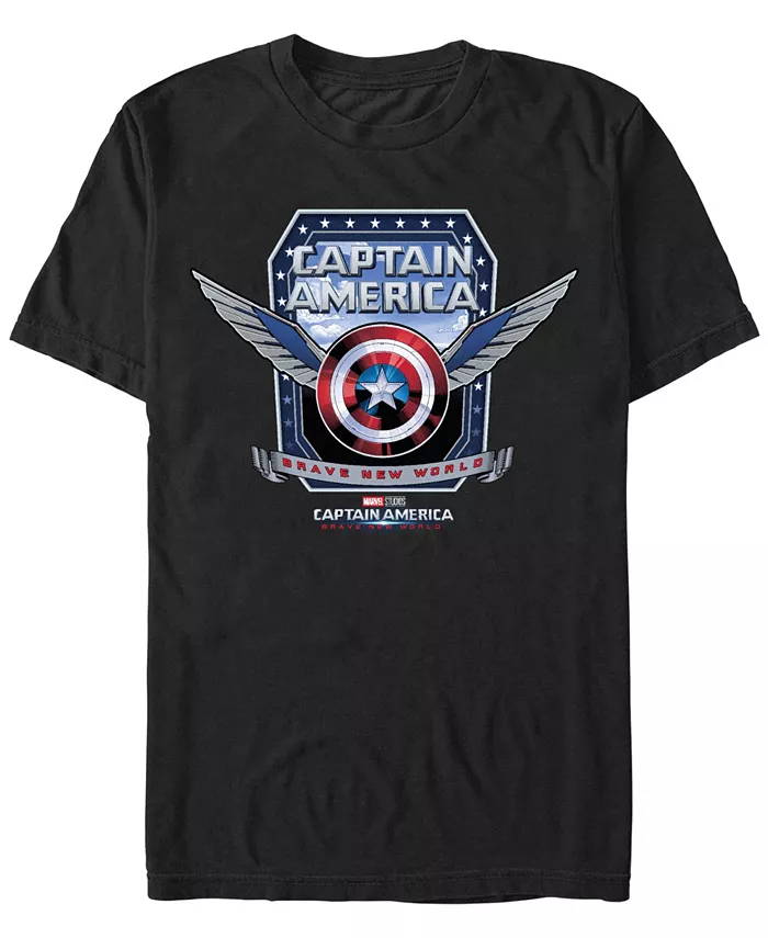 

Мужская футболка с коротким рукавом Captain America Shield Wings Marvel, черный