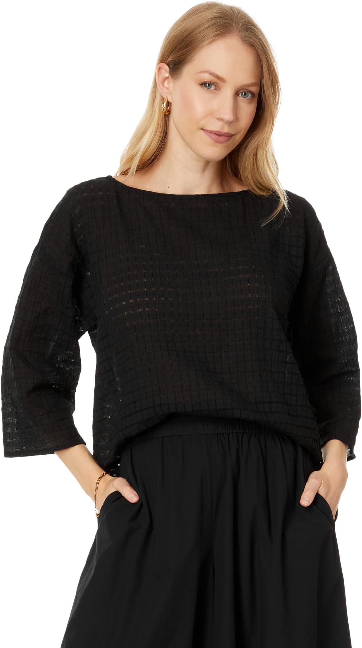 

Топ Eileen Fisher Bateau Neck Box Top, цвет Black 1