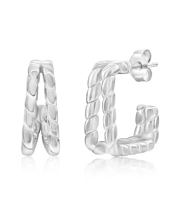 

Серьги из стерлингового серебра, двухрядные, квадратные Simona, silver