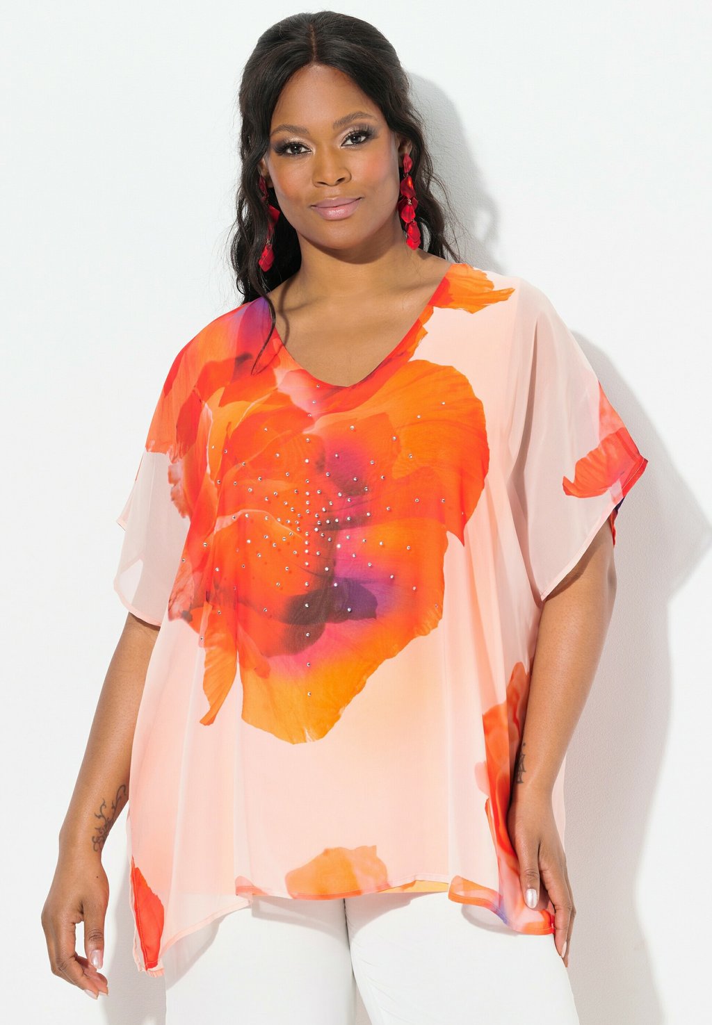 

Блуза FLORAL MOTIF LAYERED Ulla Popken, абрикос
