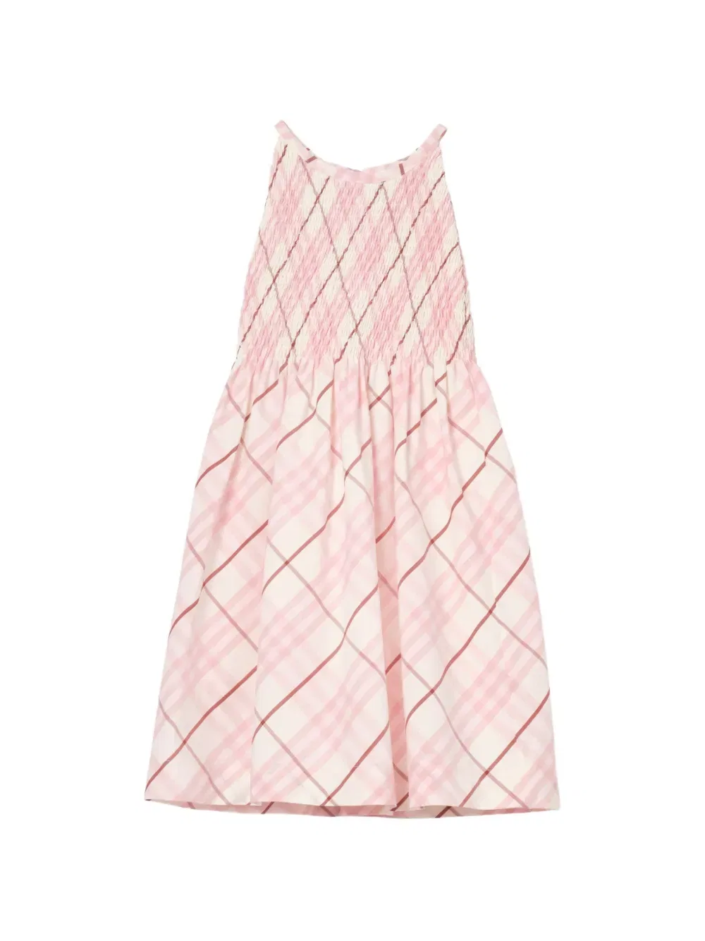 Хлопковое платье в клетку Burberry Kids, розовый