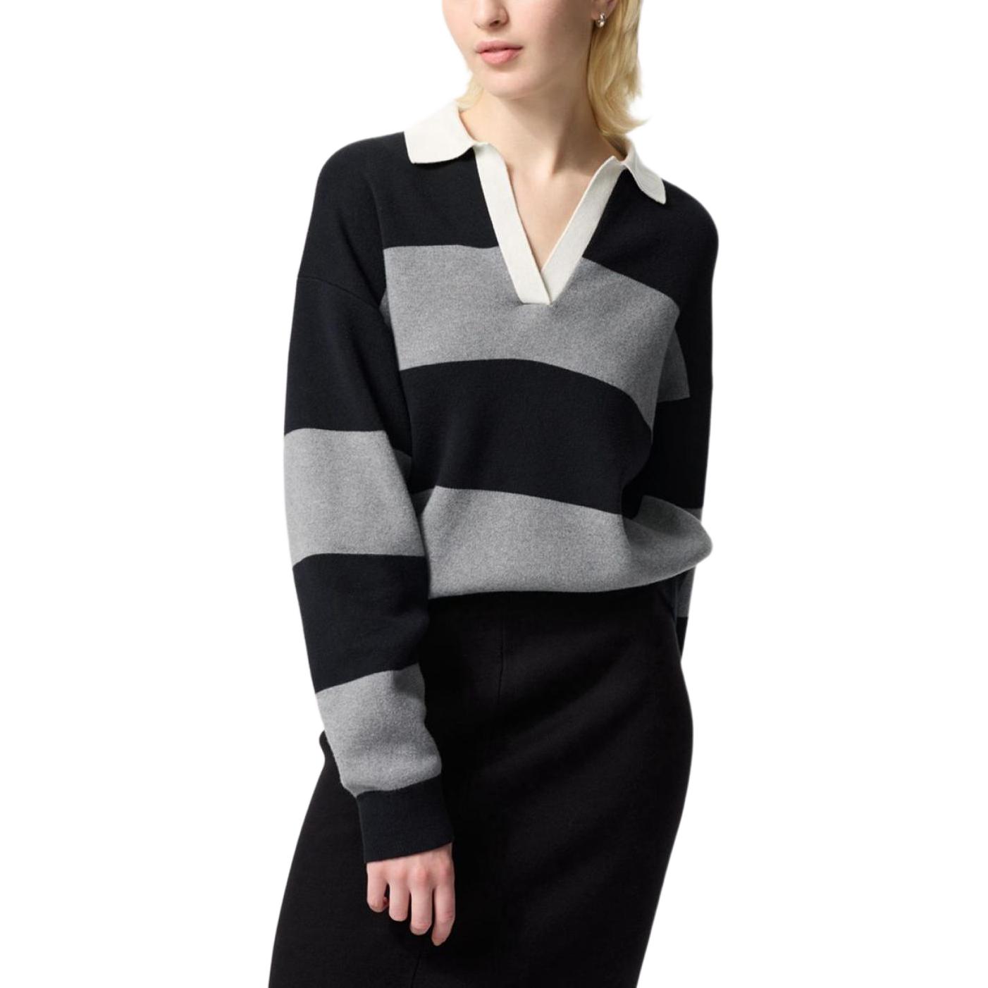 

Uniqlo Женская трикотажная рубашка-поло черного цвета с умеренным воротником