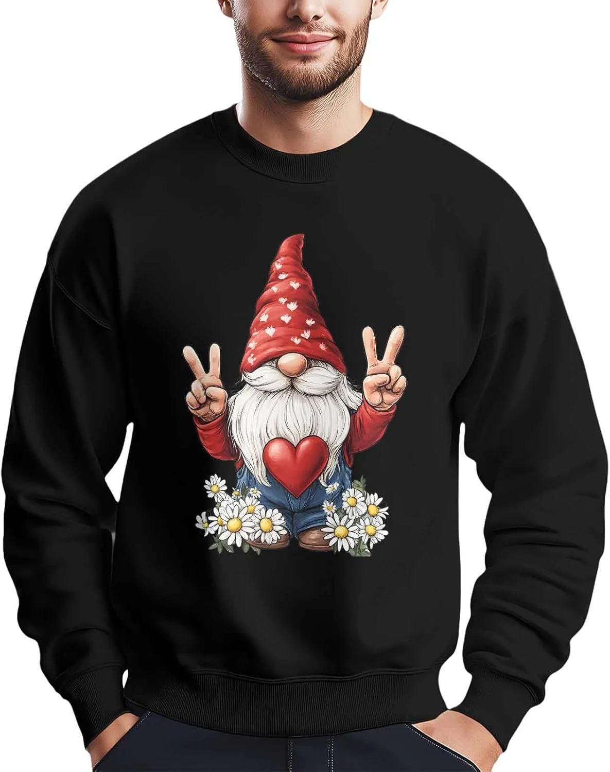 

Мужской свитшот с принтом Funny's Red Hat Gnome, лонгслив Winvebermior