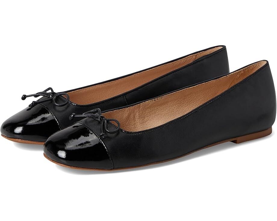 

Туфли на плоской подошве Jack Rogers Kenlyn Cap Toe Ballet - Leather/Patent, цвет Black/Black Pat