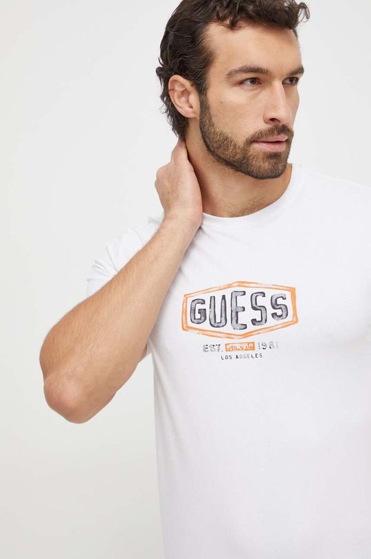 

Хлопковая футболка Guess, белый