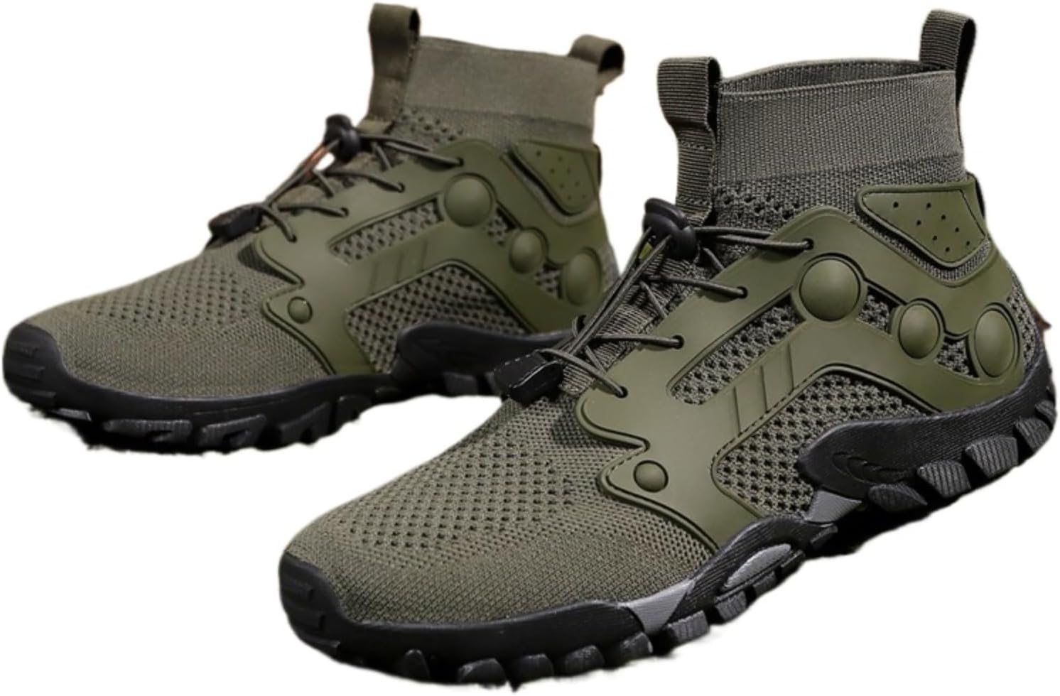 

Мужские высокие походные ботинки, с массивной подошвой, противоскользящие для активного отдыха и скалолазания, дышащая сетка для походов и скалистых приключений Azttoztto, темно-зеленый